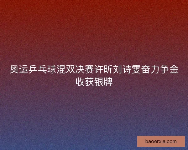 奥运乒乓球混双决赛许昕刘诗雯奋力争金收获银牌