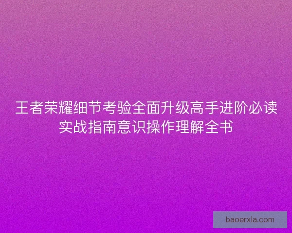 王者荣耀细节考验全面升级高手进阶必读实战指南意识操作理解全书 王者荣耀细节考验全面升级高手进阶必读实战指南意识操作理解全书